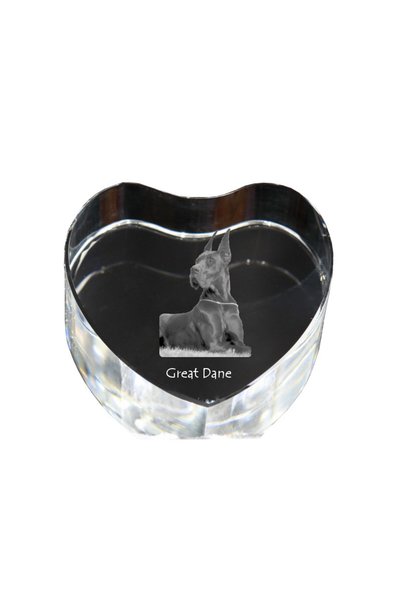 Art - Dog Prespapier Inimă de Cristal Art-Dog, Dog German cu Gravură - Crista...