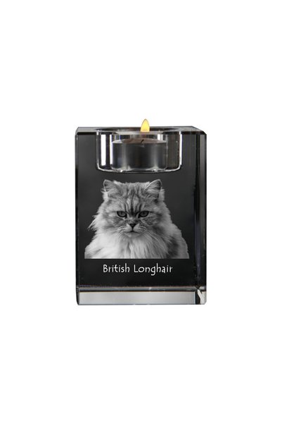 Art - Dog Art-Dog Suport de lumânări din cristal cu păr lung britanic și grav...