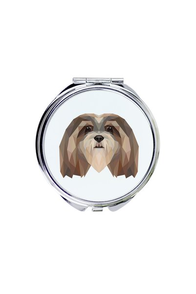 Art - Dog Art-Dog Oglindă de buzunar Lhasa Apso cu design geometric cu câine ...