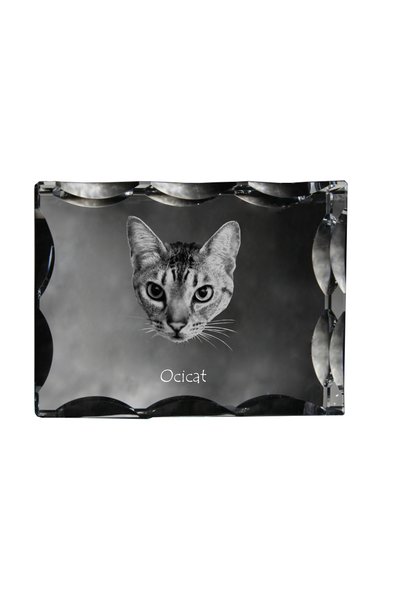 Art - Dog Art-Dog Cristal dreptunghiular cu margini decorative, Ocicat cu gra...