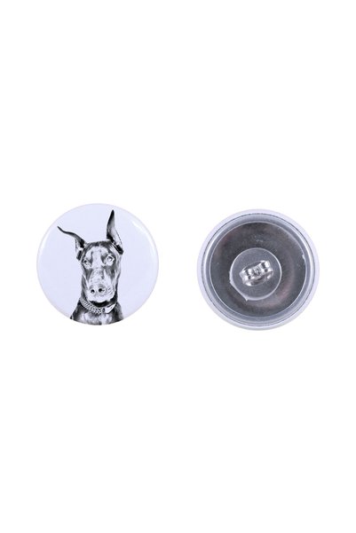 Art - Dog Cercei rotunzi Doberman Art-Dog cu imagine de câine - Metal acoperi...