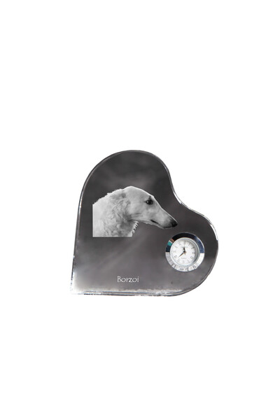 Art - Dog Ceas de cristal Art-Dog Borzoi în formă de inimă, cu gravură de câine