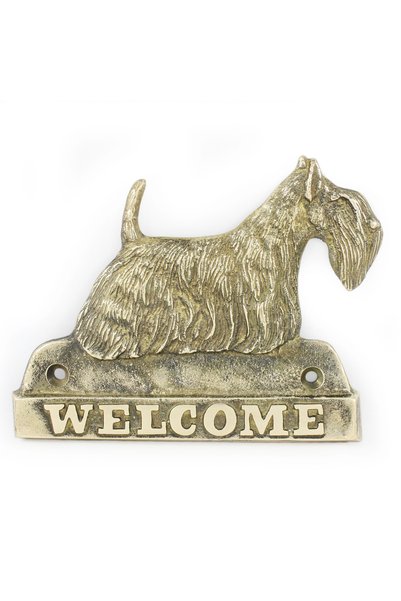 Art - Dog Placă de ușă din alamă Art-Dog Scottish Terrier 'Bun venit'