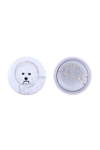 Art - Dog Art-Dog Insignă Bichon Frise cu imagine de câine - Insignă rotundă ...