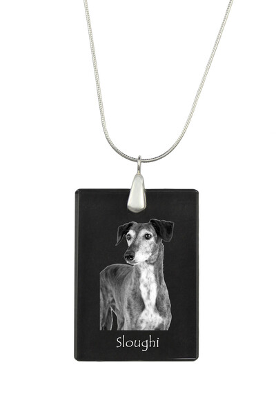 Art - Dog Colier cu pandantiv de cristal Art-Dog pe lanț placat cu argint, Sa...
