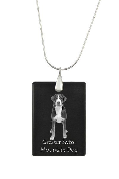 Art - Dog Colier cu pandantiv de cristal Art-Dog pe lanț placat cu argint, Câ...