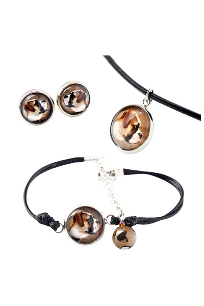 Art - Dog Set de colier, cercei și brățară Art-Dog cu Bulldog American și fot...