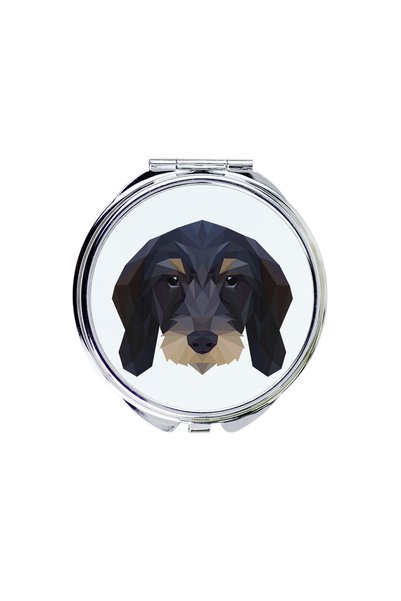 Art - Dog Art-Dog Oglindă de buzunar cu dachshund și design geometric cu câin...