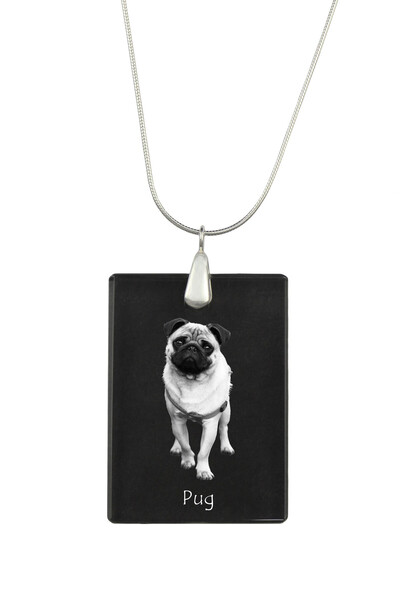 Art - Dog Colier cu pandantiv de cristal Art-Dog pe lanț placat cu argint, cu...