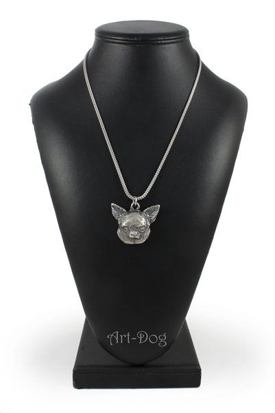 Art - Dog Colier placat cu argint cu Chihuahua cu păr scurt Art-Dog