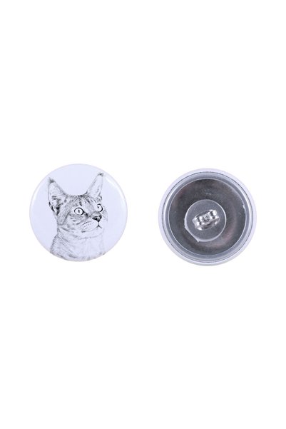 Art - Dog Cercei rotunzi Art-Dog Chausie cu imagine de pisică - Metal acoperi...