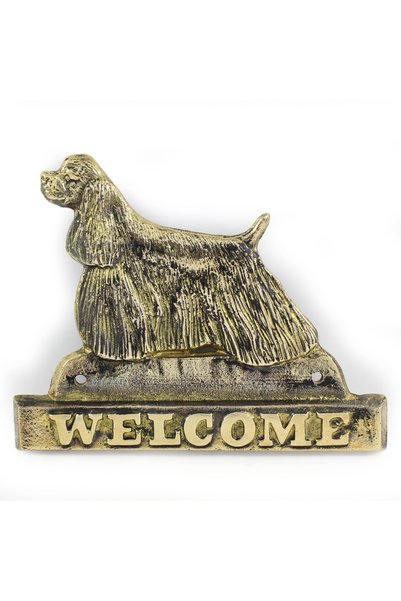 Art - Dog Art-Dog Placă de ușă din alamă 'Welcome' pentru Cocker Spaniel Amer...