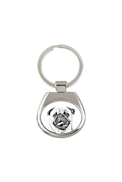 Art - Dog Breloc Art-Dog Pug cu imprimeu de câine - Stil schiță cu creion - C...
