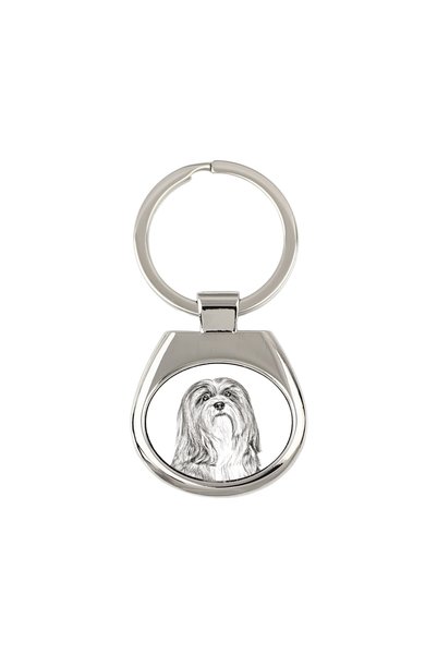 Art - Dog Breloc Art-Dog Lhasa Apso cu imprimeu de câine - Stil schiță cu cre...
