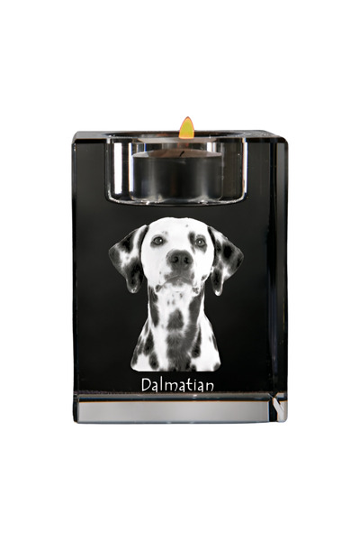 Art - Dog Suport de lumânări din cristal Art-Dog Dalmatian cu gravură de câin...