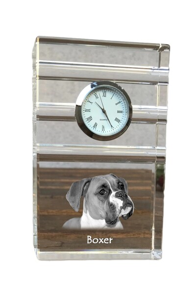 Art - Dog Ceas de cristal Art-Dog Boxer, de masă, cu gravură cu câine