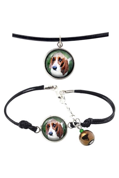 Art - Dog Set colier și brățară Art-Dog Basset Hound cu fotografie de câine