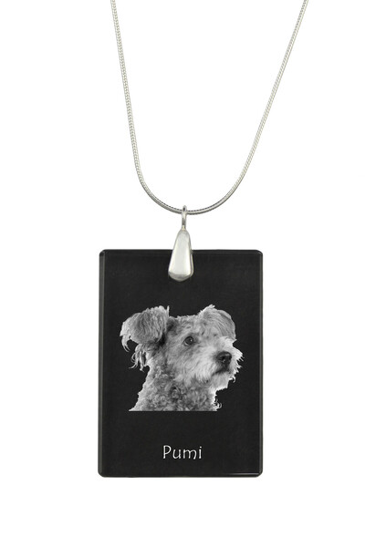 Art - Dog Colier cu pandantiv de cristal Art-Dog pe lanț placat cu argint, Pu...