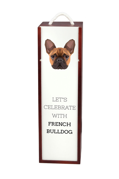 Art - Dog Cutie de vin din lemn Art-Dog cu design geometric de câine Bulldog ...