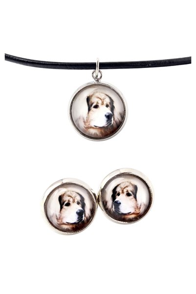 Art - Dog Set de colier și cercei Art-Dog Tibetan Mastiff cu fotografie de câine