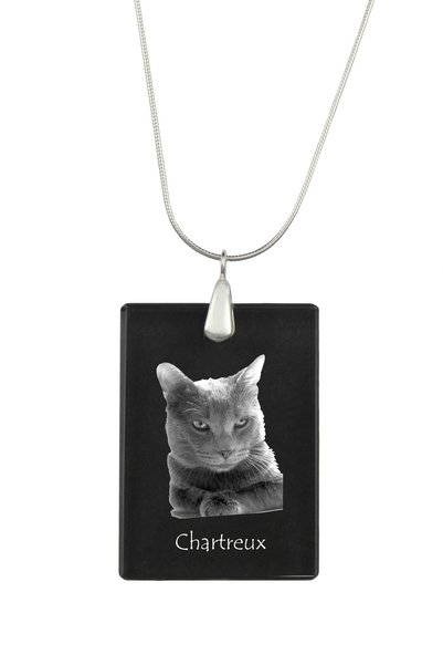 Art - Dog Colier cu pandantiv de cristal Art-Dog pe lanț placat cu argint, Ch...