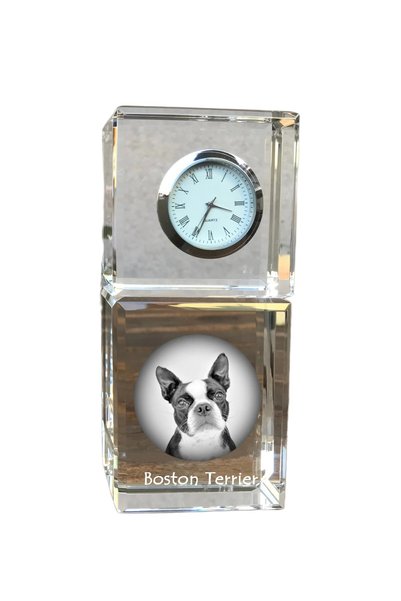 Art - Dog Ceas de cristal Art-Dog Boston Terrier, de masă, cu gravură de câine