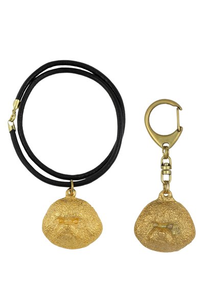 Art - Dog Set Breloc și Colier Art-Dog Bichon Frise - Cap de Câine Placat cu ...