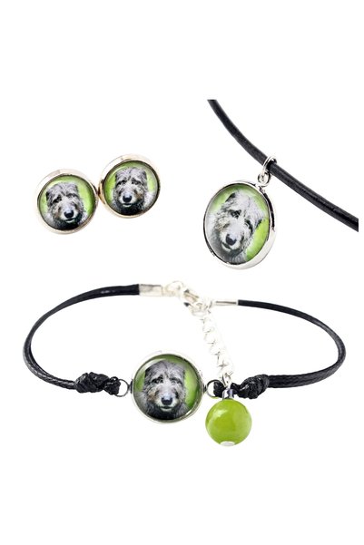 Art - Dog Set de colier, cercei și brățară Art-Dog cu lupul irlandez și fotog...