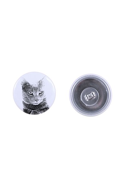 Art - Dog Cercei rotunzi Art-Dog Chartreux cu imagine de pisică - Metal acope...