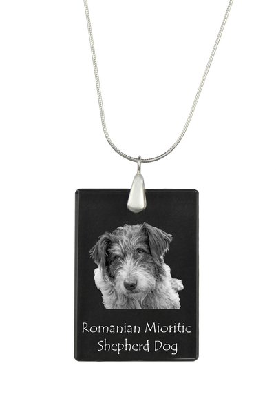 Art - Dog Colier cu pandantiv de cristal Art-Dog pe lanț placat cu argint, câ...
