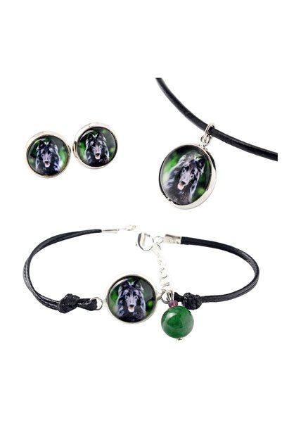 Art - Dog Set de colier, cercei și brățară Art-Dog cu câine pasteur belgian ș...