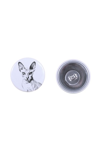 Art - Dog Cercei rotunzi Art-Dog Peterbald cu imagine de pisică - Metal acope...