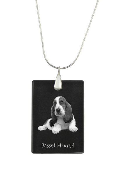 Art - Dog Colier cu pandantiv de cristal Art-Dog pe lanț placat cu argint, Ba...