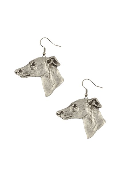 Art - Dog Art-Dog Cercei lungi placati cu argint cu câine Whippet - Hipoalerg...