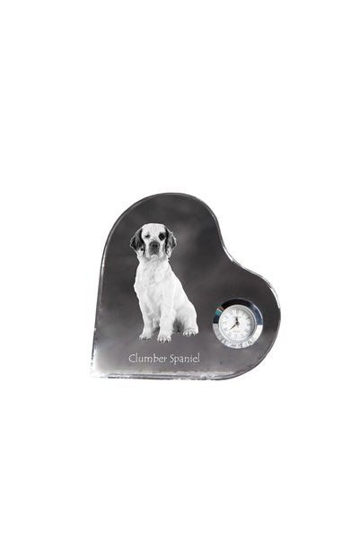 Art - Dog Ceas de cristal Art-Dog Clumber Spaniel în formă de inimă, cu gravu...