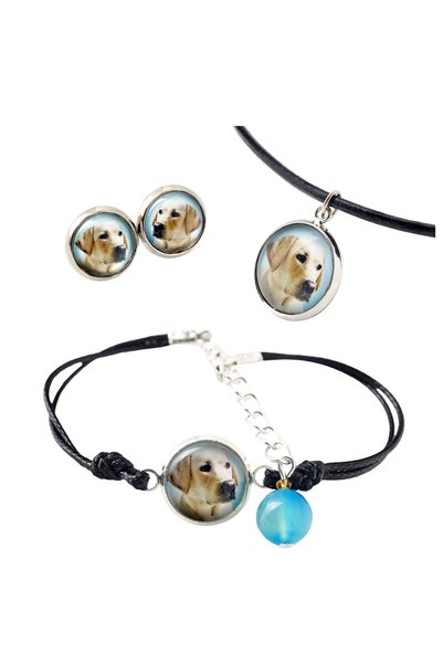 Art - Dog Set de colier, cercei și brățară Art-Dog Labrador Retriever cu foto...