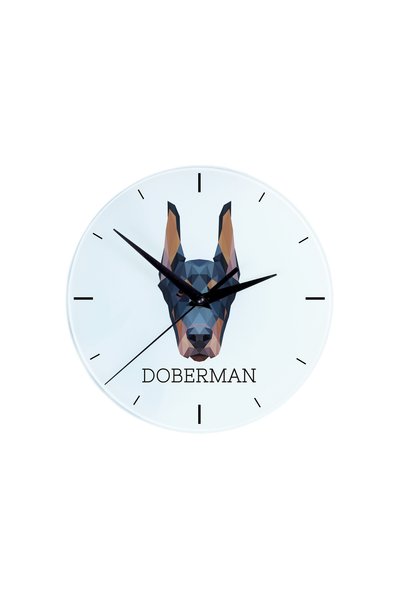 Art - Dog Ceas de perete Art-Dog Doberman cu portret geometric de câine - Dia...