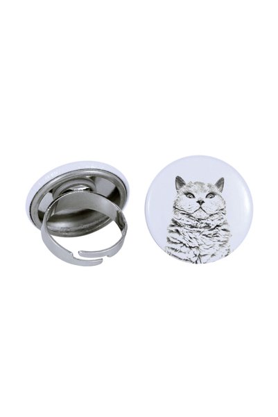 Art - Dog Inel Art-Dog Selkirk Rex cu imagine de pisică - Metal acoperit cu f...