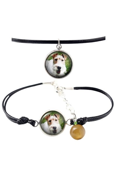 Art - Dog Set colier și brățară Art-Dog Wire Fox Terrier cu fotografie de câine