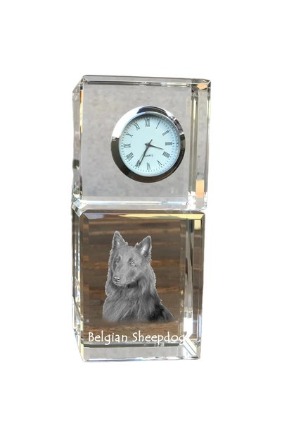 Art - Dog Ceas de masă Art-Dog Belgian Tervuren cu cristale și gravură cu câine