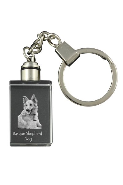 Art - Dog Breloc de cristal Art-Dog cu câine pasteur basc, gravat cu imaginea...