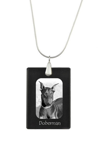 Art - Dog Colier cu pandantiv de cristal Art-Dog pe lanț placat cu argint, Do...