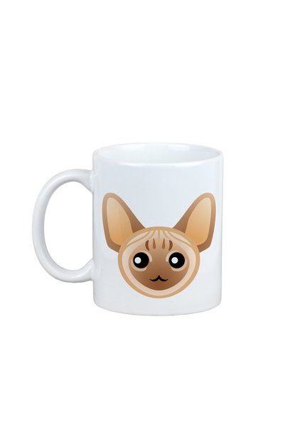 Art - Dog Cană Art-Dog Devon Rex cu ilustrație de pisică - Cană ceramică de 3...