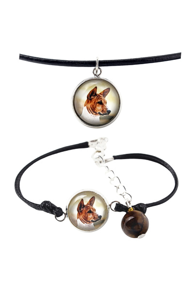 Art - Dog Set colier și brățară Art-Dog Basenji cu fotografie de câine - lucr...