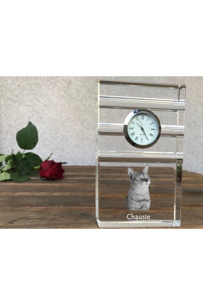 Art - Dog Ceas de cristal Art-Dog Chausie, de masă, cu gravură cu pisică