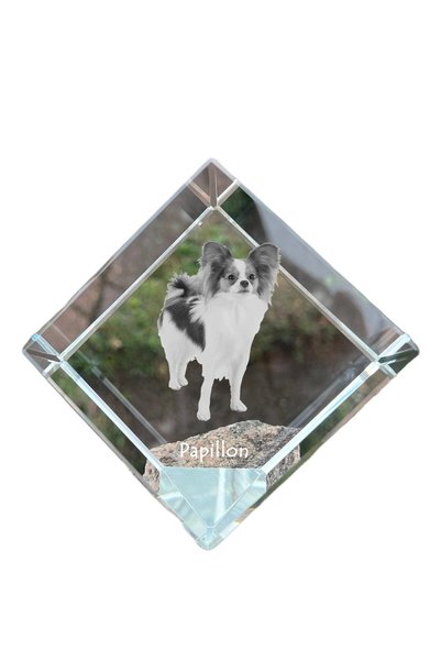 Art - Dog Prespapier cub de cristal Art-Dog Papillon cu gravură de câine - Cr...