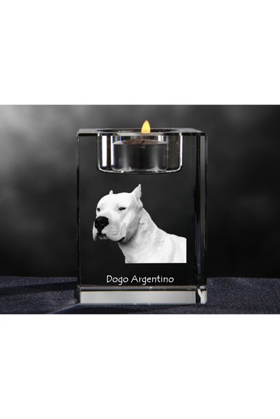 Art - Dog Art-Dog Dogo Argentino Suport de lumânare din cristal cu gravură de...