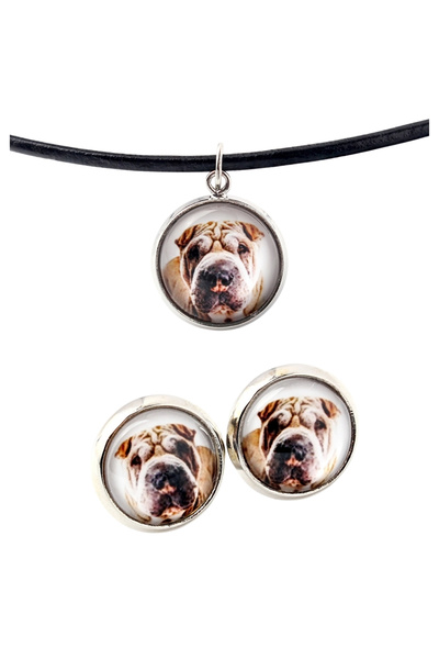 Art - Dog Set colier și cercei Art-Dog Shar Pei cu fotografie de câine - lucr...