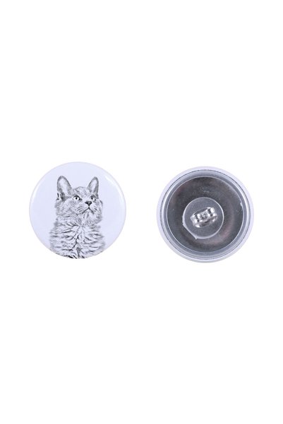 Art - Dog Cercei rotunzi Art-Dog Nebelung cu imagine de pisică - Metal acoper...