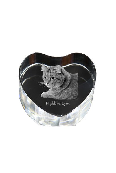 Art - Dog Prespapier Inimă de Cristal Art-Dog, Pisică Highlander cu Gravură P...